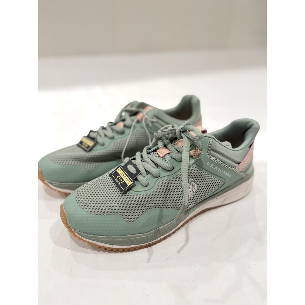 U.S.POLO ASSN. Running Athletic Shoes Sneaker Light Green Pink Mesh Size 8.5 NEW